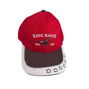 King Ranch Red Embroidered Horse Baseball Cap Adjustable Cotton Kingsville Texas